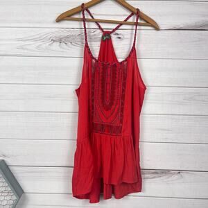 Maude Red Embroidered Tank‎ Top Women's Size Medium